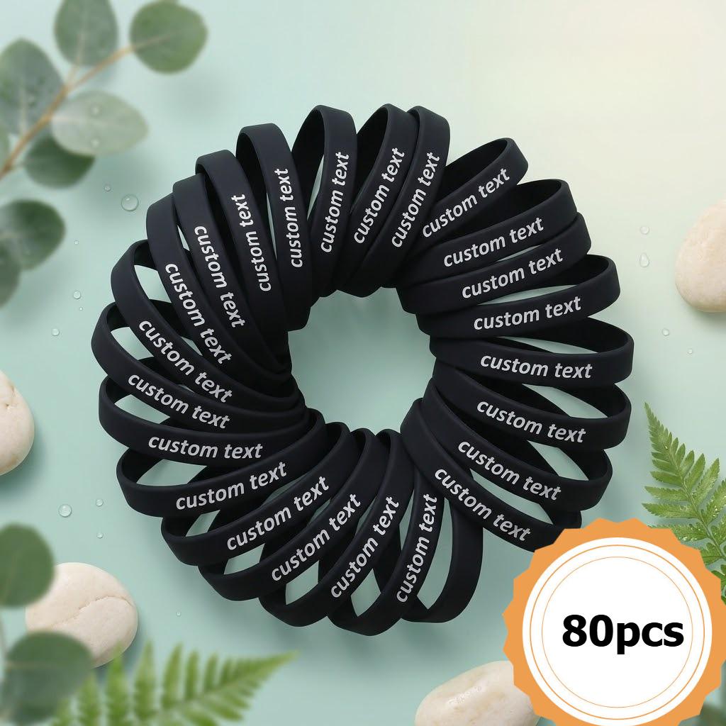 80pcs Custom Laser-Engravable Silicone Wristband Set